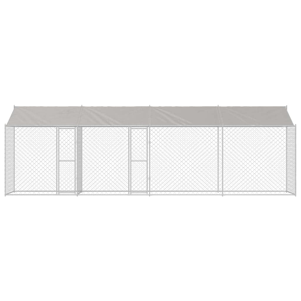 Gabbia per cani con tetto argentato, 800 x 200 x 256 cm, in acciaio e PE, resistente alle intemperie, a prova di esplosione, adatta per esterni, con porta richiudibile, spaziosa, durevole