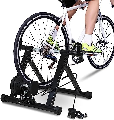 HCY Bike Stand Bike Trainer Stand for Indoor Riding Stationary Exercise for Road & Mountain Bikes with 5 Variable Speed Level