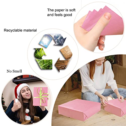 Image of 100 Sheets Pink Tissue Paper Artdly 14 x 20 Inches Pink Wrapping Paper Bulk for Weddings Birthday DIY Project Christmas (Pack of 3)