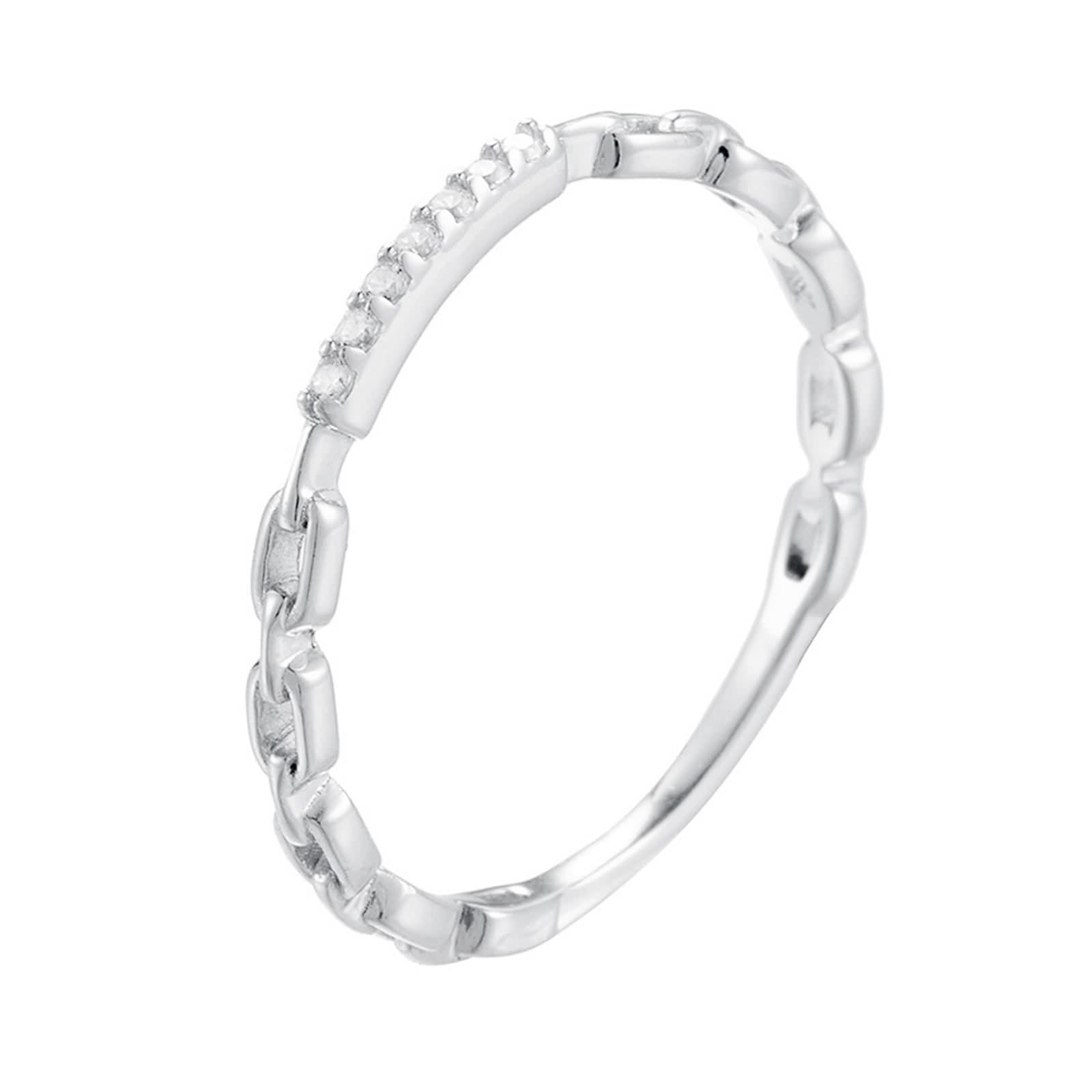Moissanite pierścionek damski w kształcie łańcuszka 9K białego złota