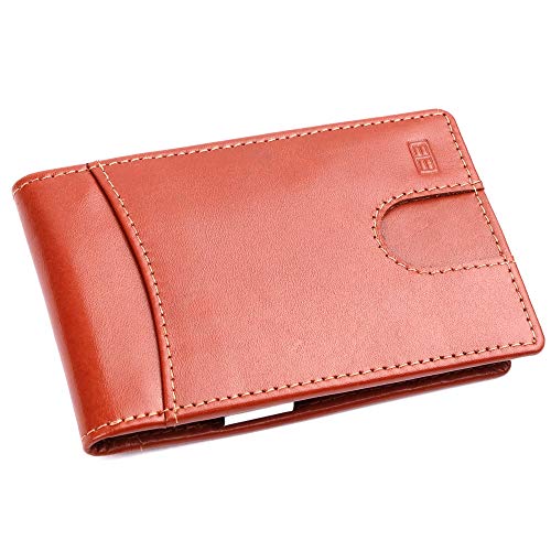 Image of Brooklyn Bridge Genuine Leather Money Clip Wallet for Men VT Brown Tan - Premium Slim RFID Protected Wallet with Cash Clip & Multiple Card Slots, Smart Front Pocket Design, Stylish Gift for Men
