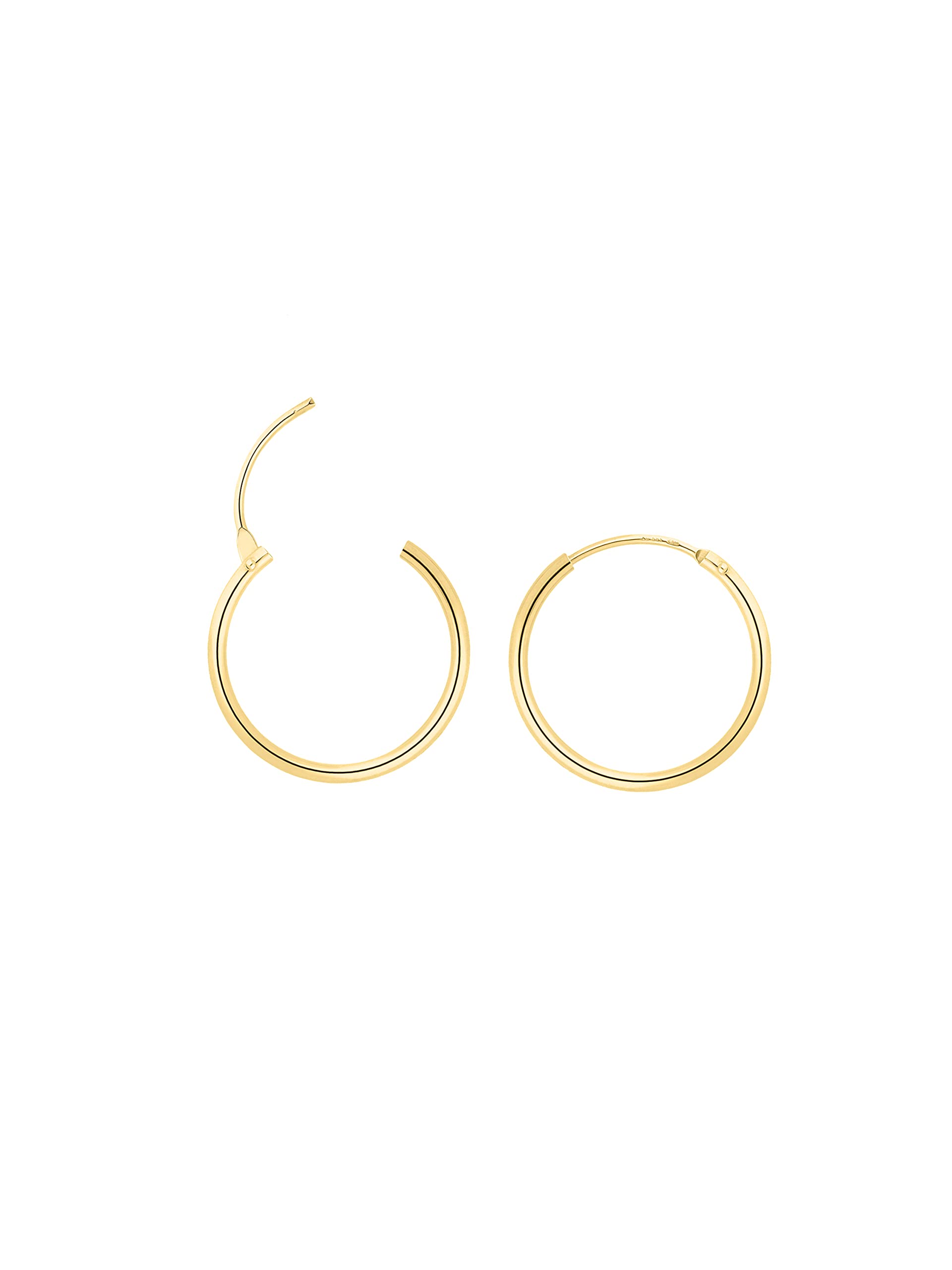 MyGold Orecchini creoli vero oro giallo 585 oro (14 carati) piccolo Ø 13mm Orecchini in oro Sunset lucido C-04109-G401-13mm/1.3mm