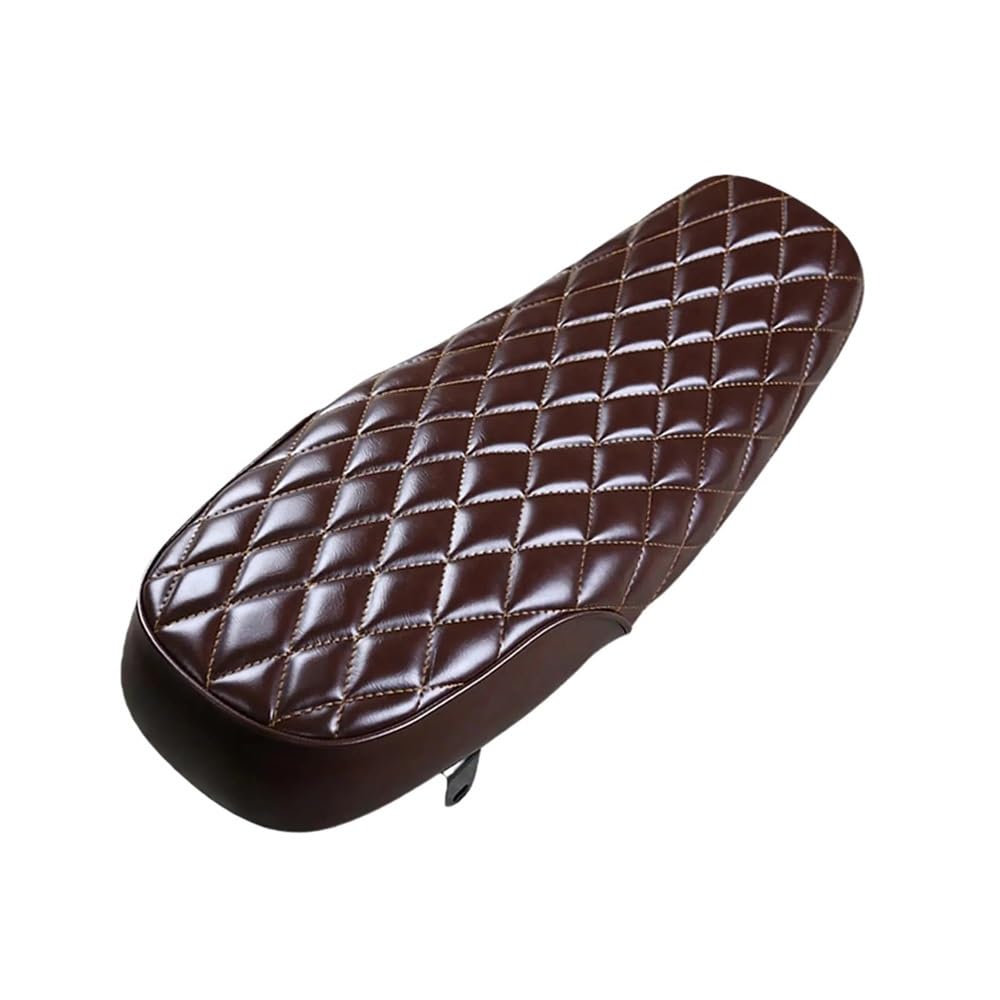 Asiento sillín clásico marrón para motocicleta universal con diseño de rombos 6