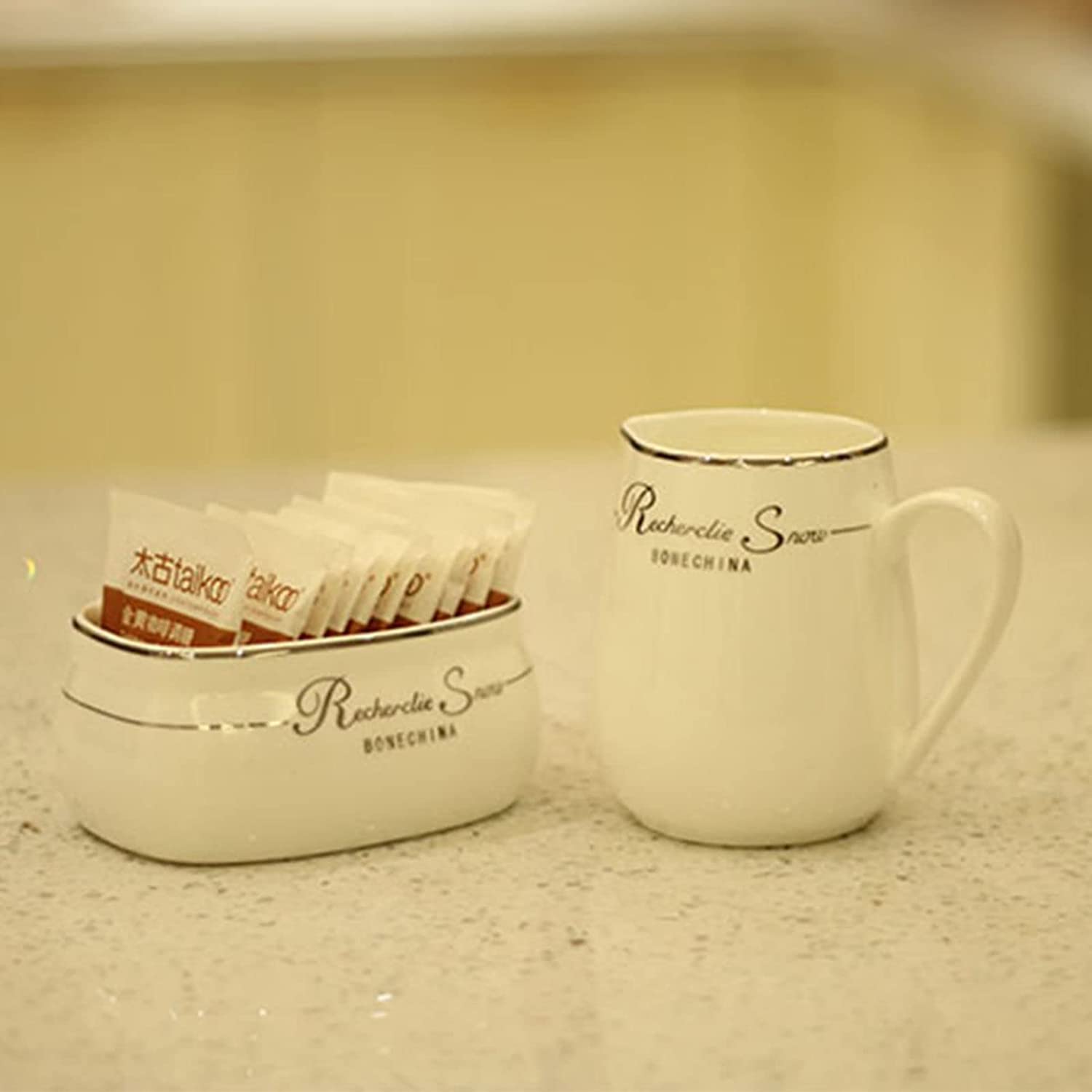 sucrier à crème,Vaisselle en céramique, Sucrier en céramique avec Couvercle et Pot à Lait, Pot à crème et à Sucre, Pot à Sucre, Pot à café, Pot à Lait Blanc et sucrier