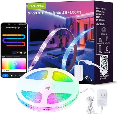 RGB+IC LED Strip Lights, Smart Bluetooth LED Light for Bedroom, Color Changing LED Strips with 44 Scene Modes, Segmented Control, for Room, Party, Festival, Gathering (32.8ft)