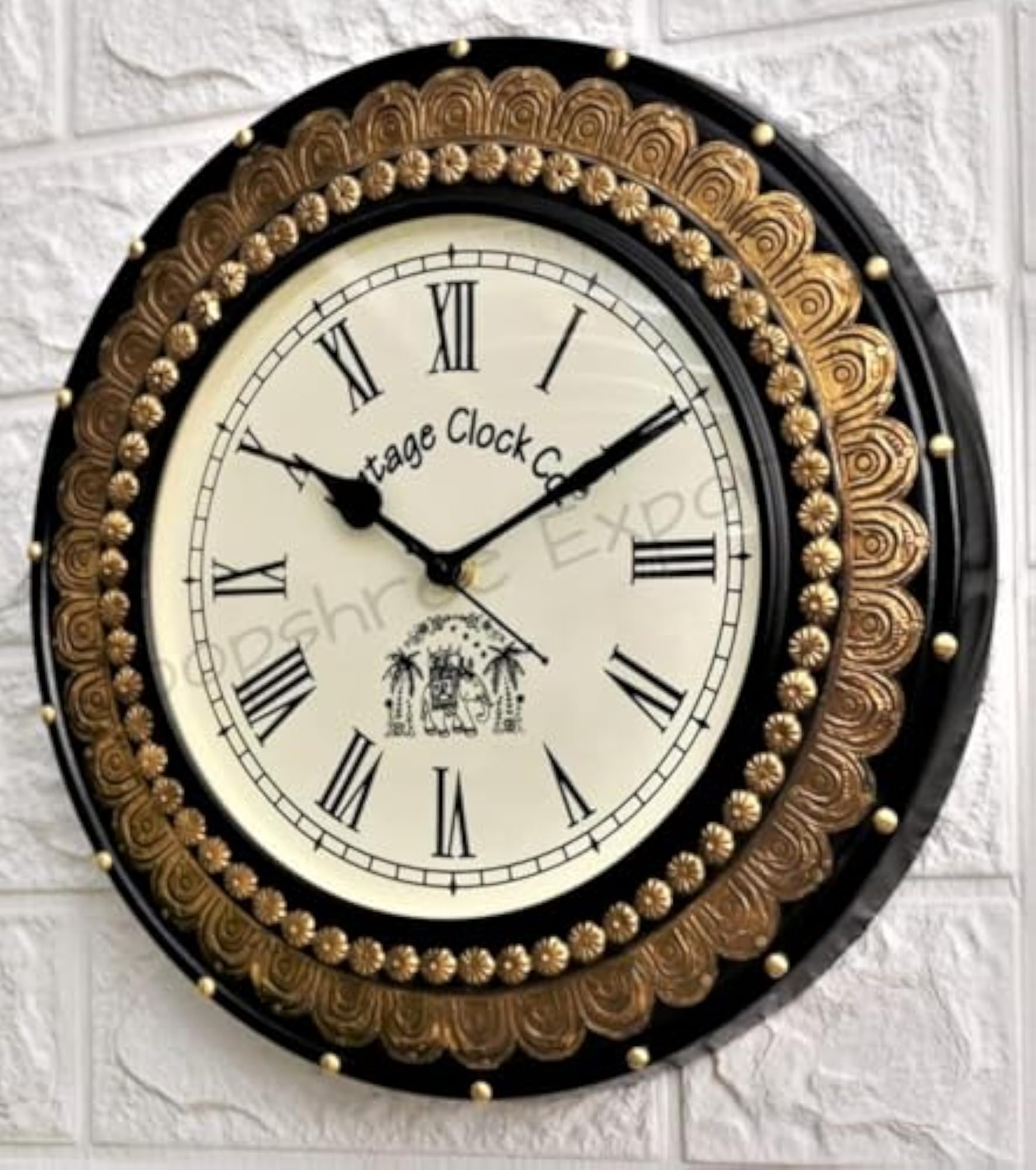 Pine Wood MDF Abstract Wall Analog Clock, Black