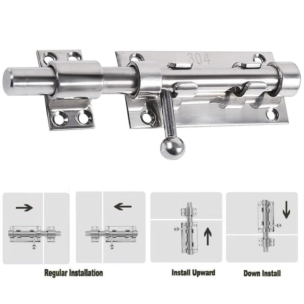 ZiYuya 6 Inch Sliding Gate Door Bolt Latch Lock Hardware - Image 4