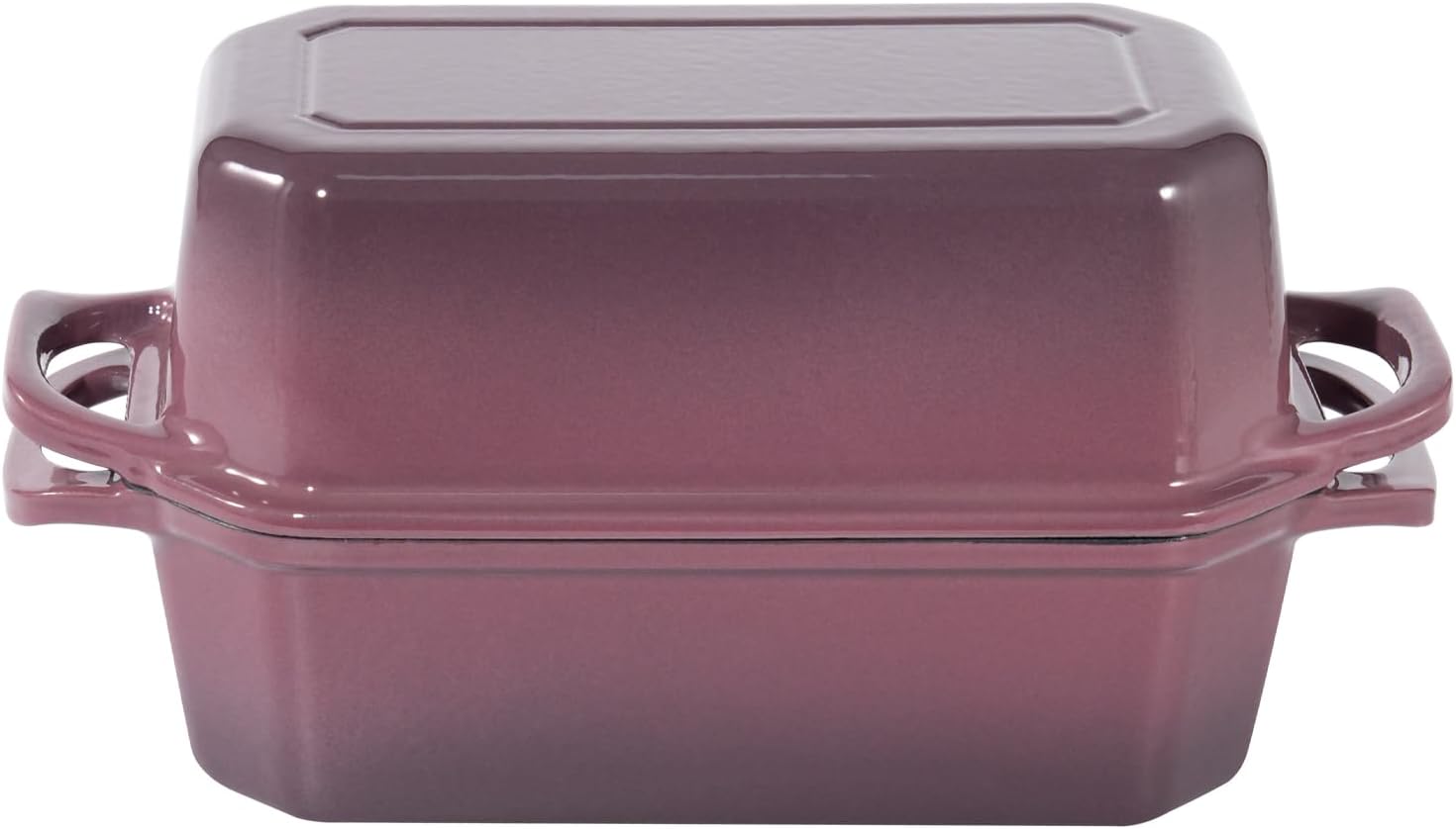 Bread Pan Cast Iron Loaf Pan with Lid Bread Loaf Pan 8.5x4.5 Inch Loaf Pan Enameled Cast Iron Sourdough Loaf Pan, Magenta - Image 2
