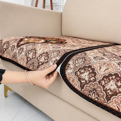 Image of Homerz Premium 'Maharaja Paradise Series' Sofa Cover | Net Fabric Sofa Cover | Washable, Anti-Dust Backed & Wrinkle Resistant Cover (Noor Mahal, 5 (3+1+1) Seater, Only Seat Cover)