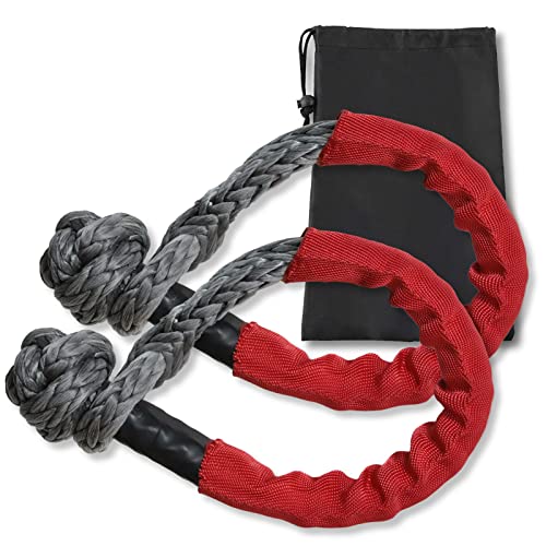 hi!SCI Synthetic Soft Shackle 1 2 Inch x 22 Inch (38,000lbs Breaking Strength) with Extra Protective Sleeve 2-Pack(Red)