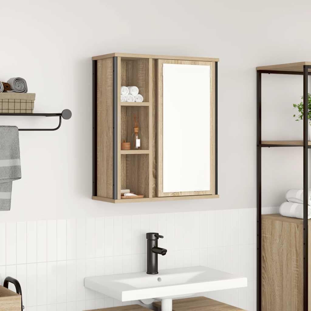 vidaXL Mueble de baño de Pared con Espejo Roble Sonoma 50x21x60 cm