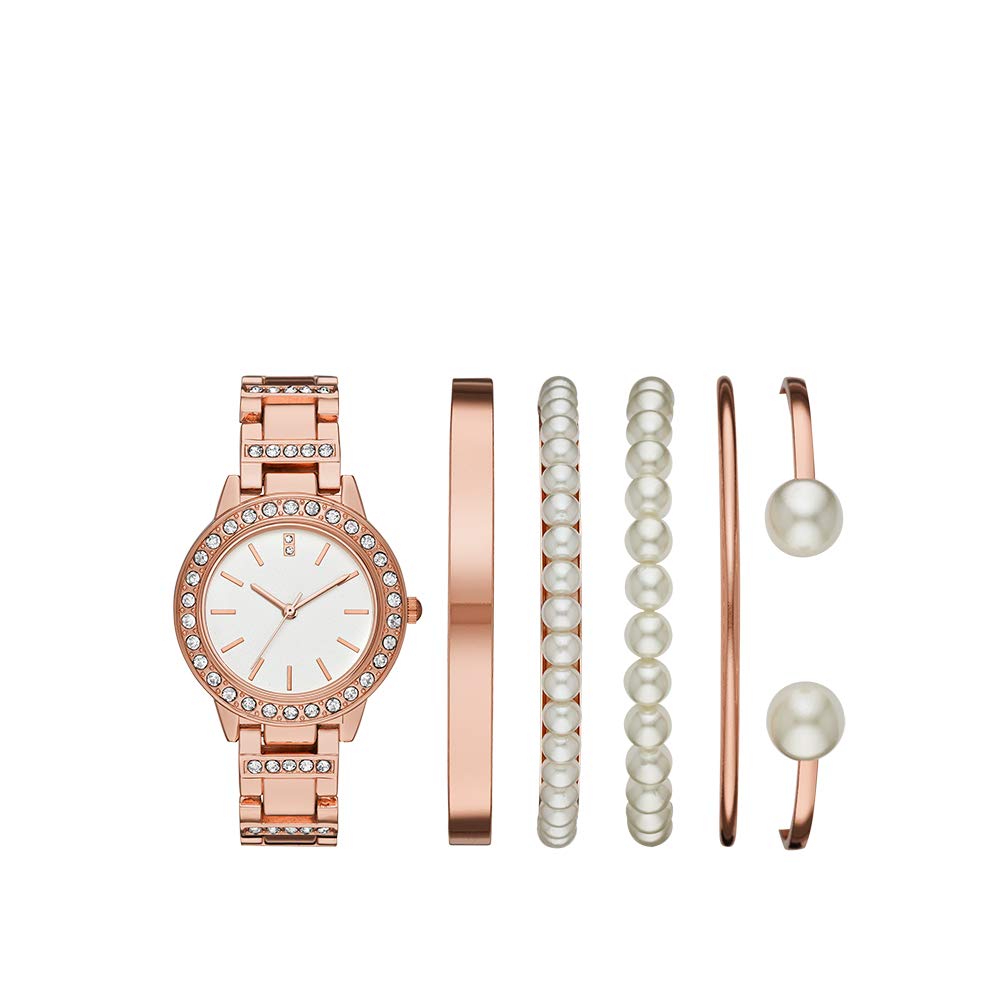 Folio Women's Three-Hand Rose Gold-Tone Watch Gift Set FMDAL886