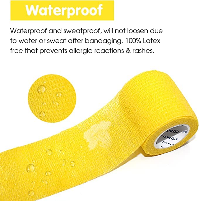 Image of A-Tape Cohesive Crepe (5cm X 4.5 mtr, Pack of 2) Elastic Self Adherent Crepe Bandage Breathable Self Adhesive Cohesive Bandage for Humans & Pets (Dogs, Cats, Birds) (5 cm) (Yellow)