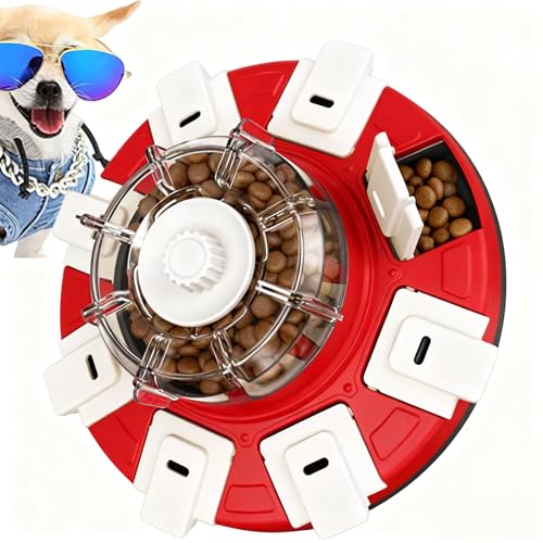 犬用知育玩具 大型犬用スローフィーディング食器 8区画嗅ぎ探し回転トレイ ゆっくり食べさせるボウル 噛みごたえ 退屈解消 分離不安防止 破壊防止 ペット用インタラクティブ玩具(268mm)