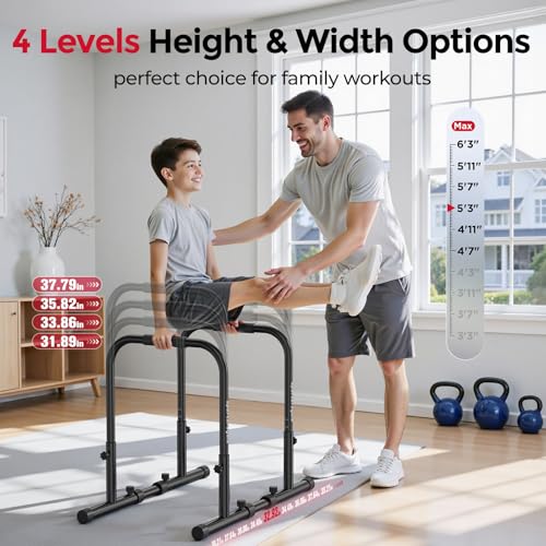 SPORTSROYALS DP1 Dip Station Adjustable Dip Bar, Heavy Duty Parallette & Parallel Bars, 500LBS Stable Dip Stands for Home Gym, Calisthenics & Upper Body Workout Equipment by Sportsroyals - Used condition - Image 5