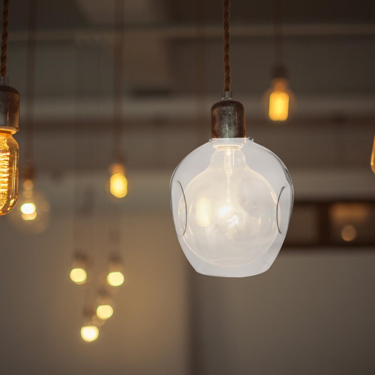 Mikikit Hanging Lamp Shade 6.10X5.90X5.90In Glass Pendant Lamp Shade Decorative Replacement Ceiling Cover Light for Indoor Lighting