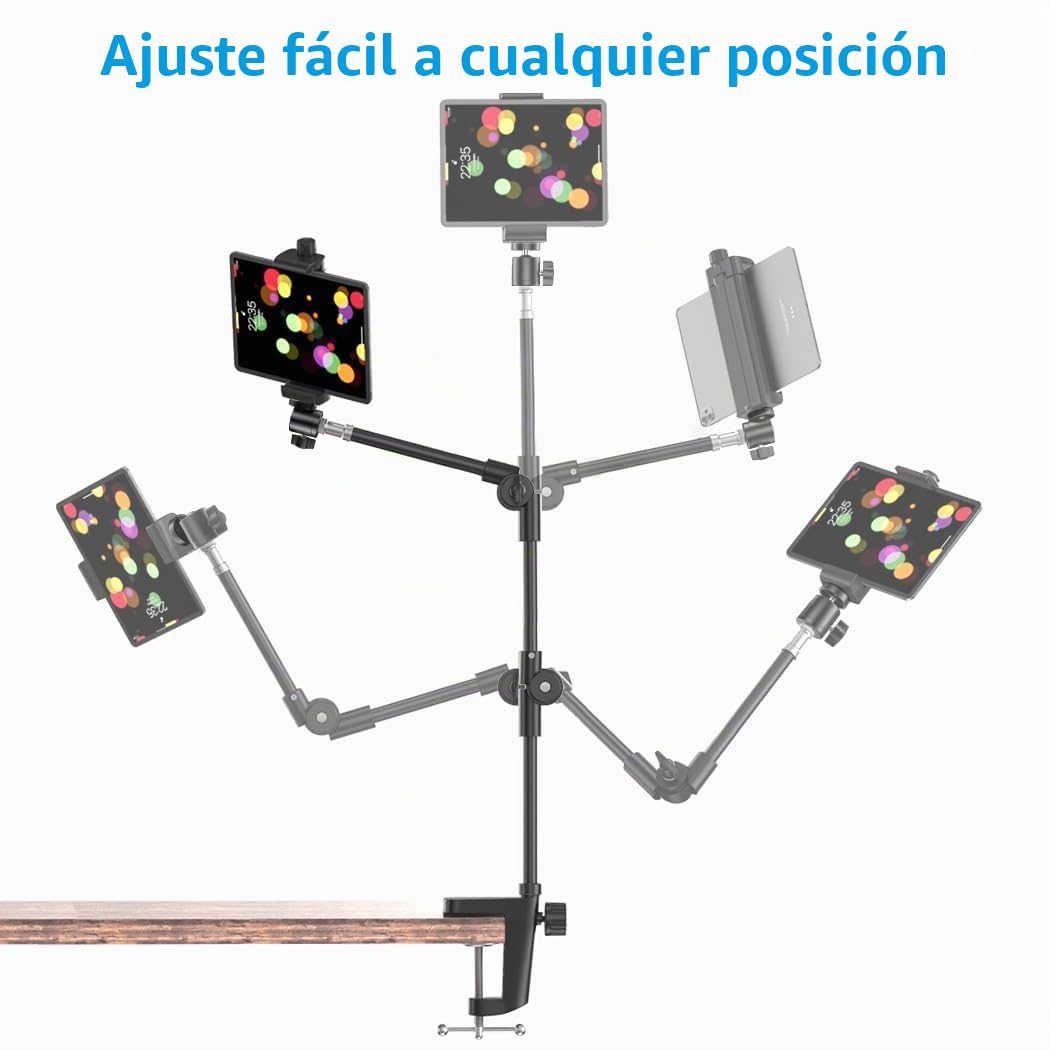 KDD Soporte Camara Escritorio con Soporte Teléfono & 1/4" Tornillo, Soporte Webcam con 22" Flexible Brazo Magico, Tripode Webcam para Logitech C922 C930e C920S C920 C615 C960 Brio 4K Gopro Proyector