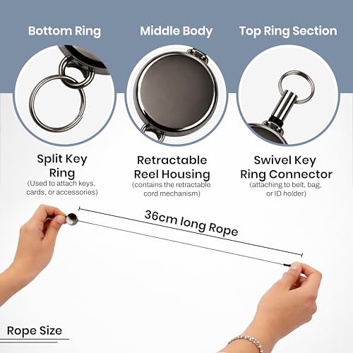Image of Storite Retractable Keychain ID Badge Holder Keyring | Secure Carabiner Clip for Backpacking, Fishing, Outdoor Use | Durable ABS, Lightweight & Reusable | Ideal for Everyday Travel
