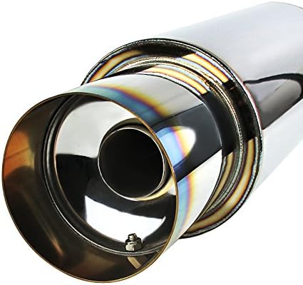 Spec-D Tuning N1 4" Burnt Tip Muffler Exhaust 2.5" Inlet Universal with Removable Silencer (B-Tip; 4 Inch)
