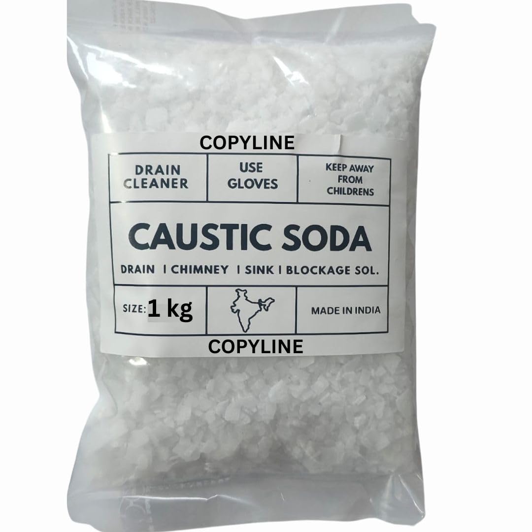 COPYLINE Caustic Soda Flakes for Effective Drain & chimney Cleaner | Clear Powder Drain Clogged Sinks and Pipes | Multipurpose Cleaning - 1 kg