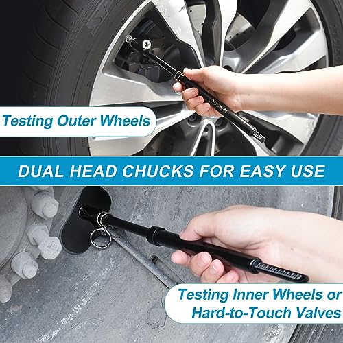 Image of Dual Head Tire Pressure Gauge, Heavy Duty Air Gauge Tire Pressure with Two Side Aluminum Scaleplate, Truck Tire Gauges for Tire Pressure Range to 10-150 PSI, Black, 1 Pack