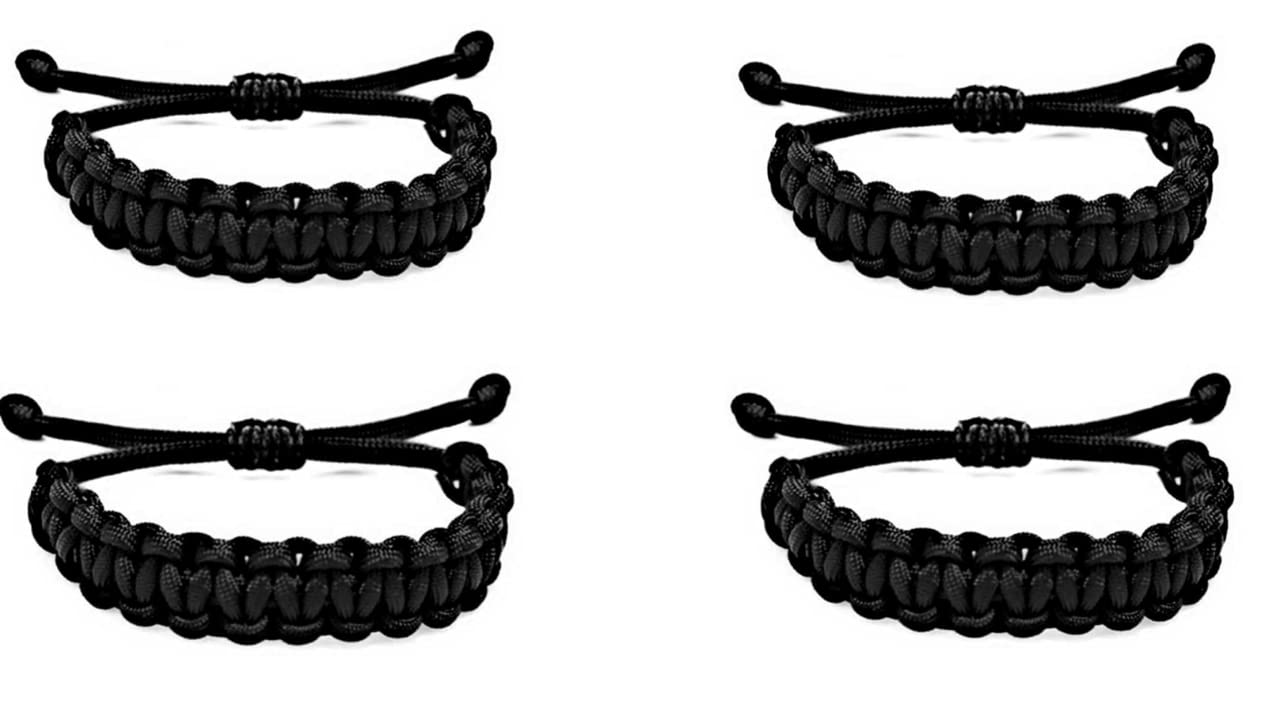 Wustifyz - Black Thread Bracelet Nylon Cord Adjustable Wrist Band Negative Energy Remover Vadic Kala Dhaga Bracelet with Stylish Lock for Women Men Hand (Black, Pack of 4) (B09X6TM8J6) Amazon Price History, Amazon Price Tracker