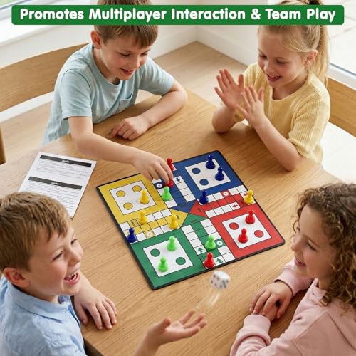 Image of Intelliskills 4-in-1 Classic Board Games for Kids, Ludo, Snakes&Ladders,Drive Your Car,Money Game, Fun Activity Learning Dice Game, Indoor Games for Boys&Girls for 5+ Years,BIS Certified,Birthday Gift