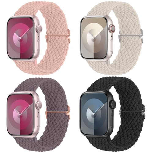 Image of Delidigi Stretchy Bands Compatible for Apple Watch Band Women 40mm 38mm 41mm 42mm 44mm 45mm 46mm 49mm, Nylon Braided Straps for iWatch Series 11 10 9 8 7 6 SE 5 4 3 Ultra 3 2 1