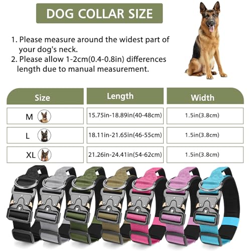Ledeak Taktisches Hundehalsband mit Griff, Verstellbares Anti Zieh Breites Hunde Halsband Gepolstert, Dog Collar mit Metallschnalle erziehungshalsband für Hunde (Armeegrün, XL)