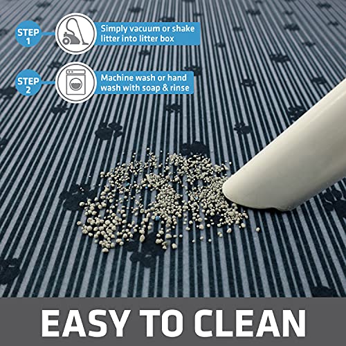 Image of Drymate Litter Mat 20 inch x 28 inch Grey /Black Paw Striped Cat Litter Mat