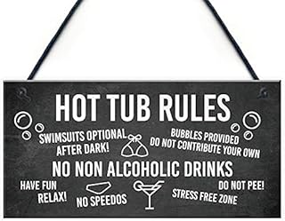 RED OCEAN Funny Hot Tub Rules Sign Perfect Hot Tub Accessories Garden Sign Home Gift