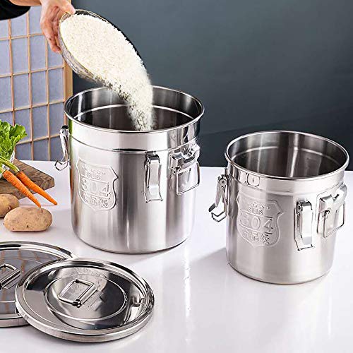 304 Stainless Steel Cereal Container Rice Cereal Grain Coffee Bean Container With Lid And Sturdy Locking Clamp For Kitchen & Pantry Storage Of Flour Or Other Bulk, Dry Foods, 12L #TOP6