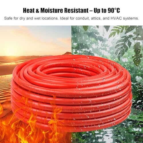 Image of XRDS -RF 3 Gauge THHN Wire, 100FT Red Stranded Copper Electrical Wire, 600V, Heat & Oil Resistant, Nylon Sheath Building Wire for Indoor /Outdoor Use