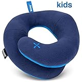 BCOZZY Almohada de Viaje con Soporte para el Mentón para Niños - Evita que la Cabeza de los Niños se Balancee en los Viajes en Coche-Soporta la Cabeza, el Cuello y el Mentón. Tamaño Niños, Azul Marino