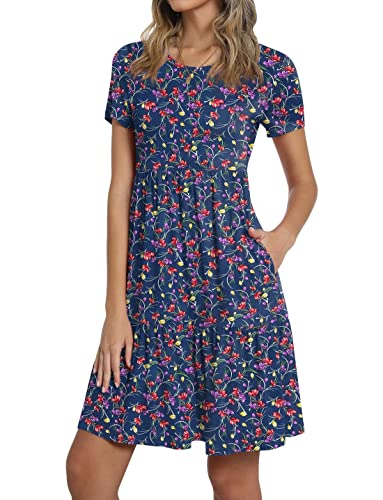 Image of TAOHUADAO 2026 Summer Dresses for Women Short Sleeve Ruffle Casual Sundress with Pockets
