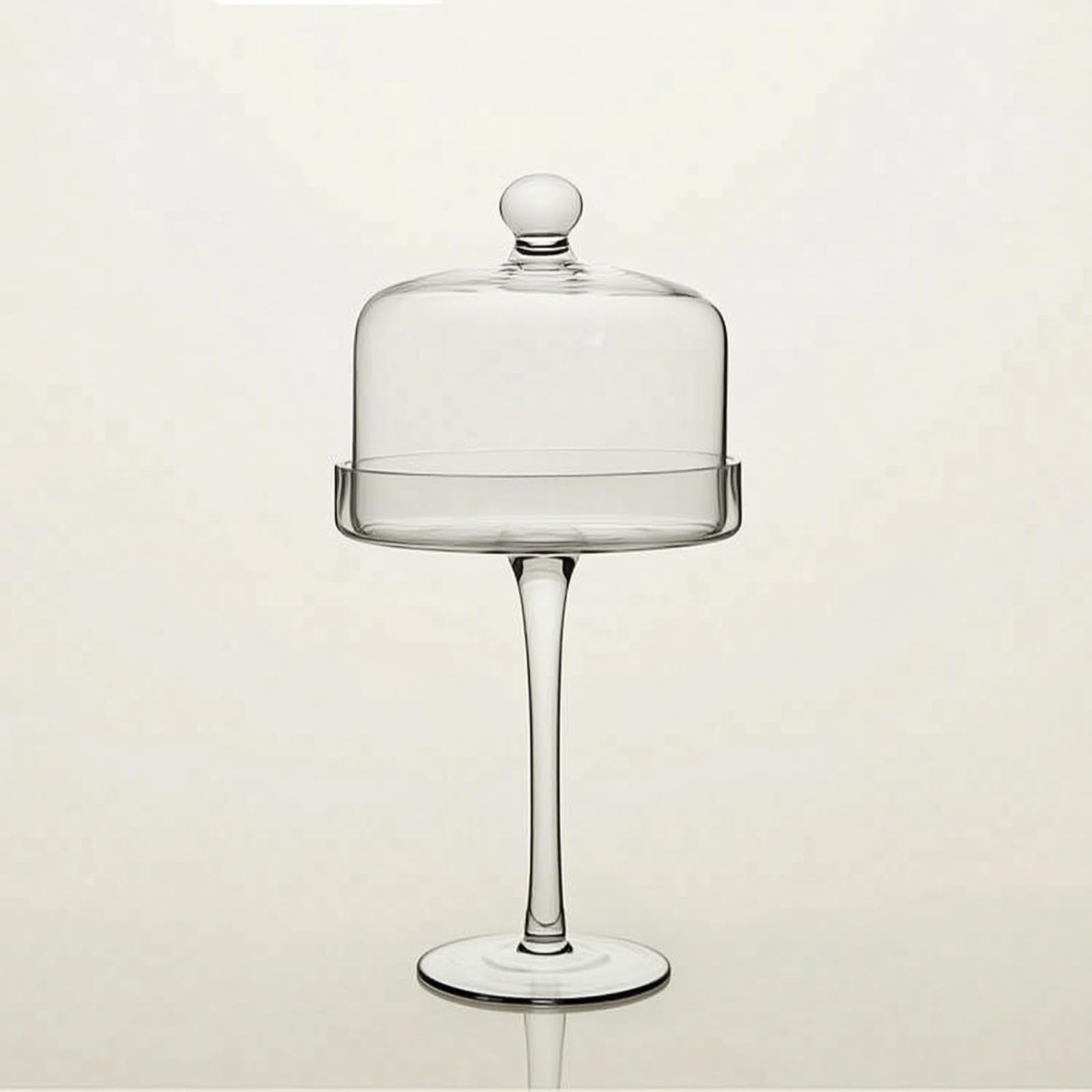 Plat à Gâteau avec Cloche en Verre Présentoir à Gâteaux avec Couvercle Anti-Poussière Cloche à ssert sur Pied pour Mariage, Transparent, Moyen