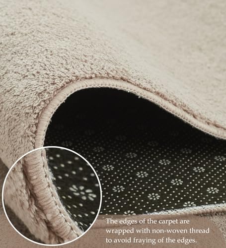 Image of Obsessions Large Indoor Polyester Carpet with Solid Pattern Felt Backing, Ideal for Bedroom & Living Room 160x230cm, Taupe
