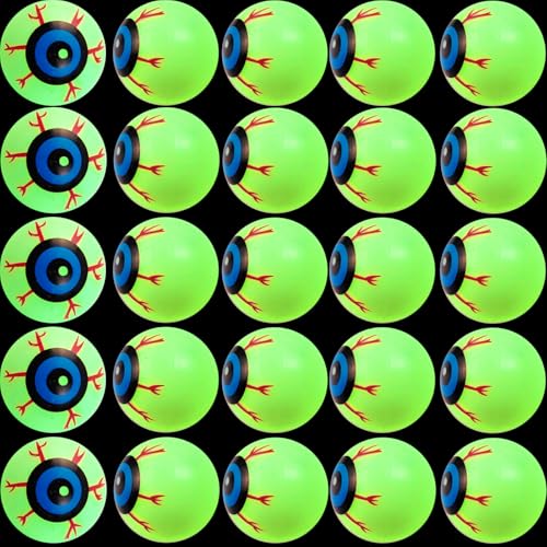 GXXMEI 30PCS 1.5In Plastic Halloween Eyeballs Glow in The Dark Eyeball for Kids Toys Fake Eye Balls for Halloween Party Favors Goody Bag Fillers Terror Props