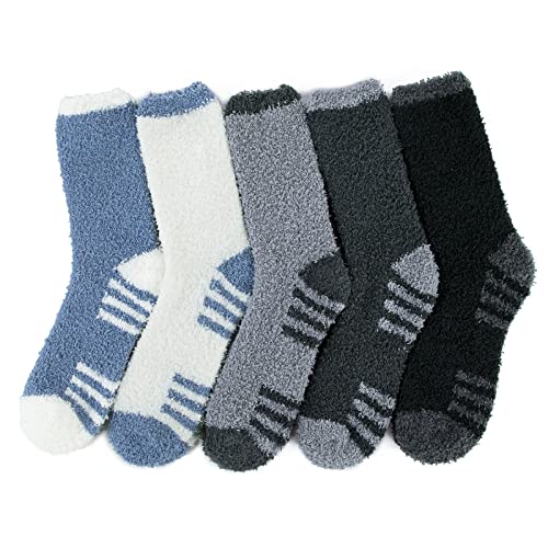 American Trends Men's Fuzzy Slipper Socks - Fluffy Cozy Unisex Winter Warm Sleep Socks2