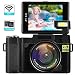 Digital Camera with WiFi 24MP 2.7K HD Video Camcorder 3.0 Inch Flip Screen Vlogging Camera with Flashlight, 16GB SD Card and 2 Batteries