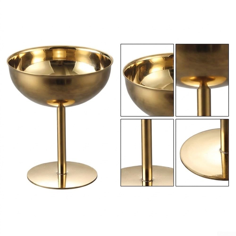 Macetas de postre de metal de 200 ml, copas de acero inoxidable para helado, yogur, ensalada de frutas, gelatina, degustación de porciones individuales, color dorado, 4 unidades (dorado)