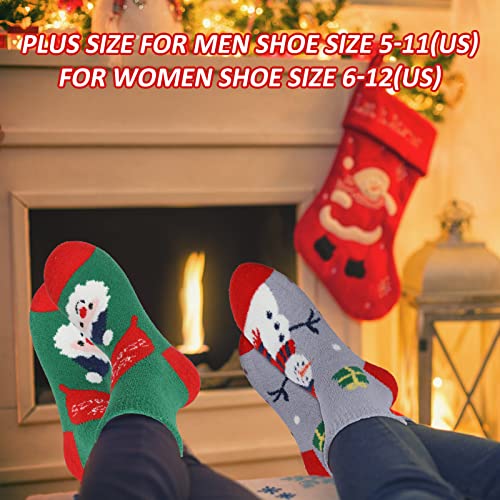 Gellwhu Adult Christmas Fuzzy Socks with Grips Plus Size Warm Winter Luxury Cozy Fluffy Holiday Socks Stocking Stuffers Gifts4