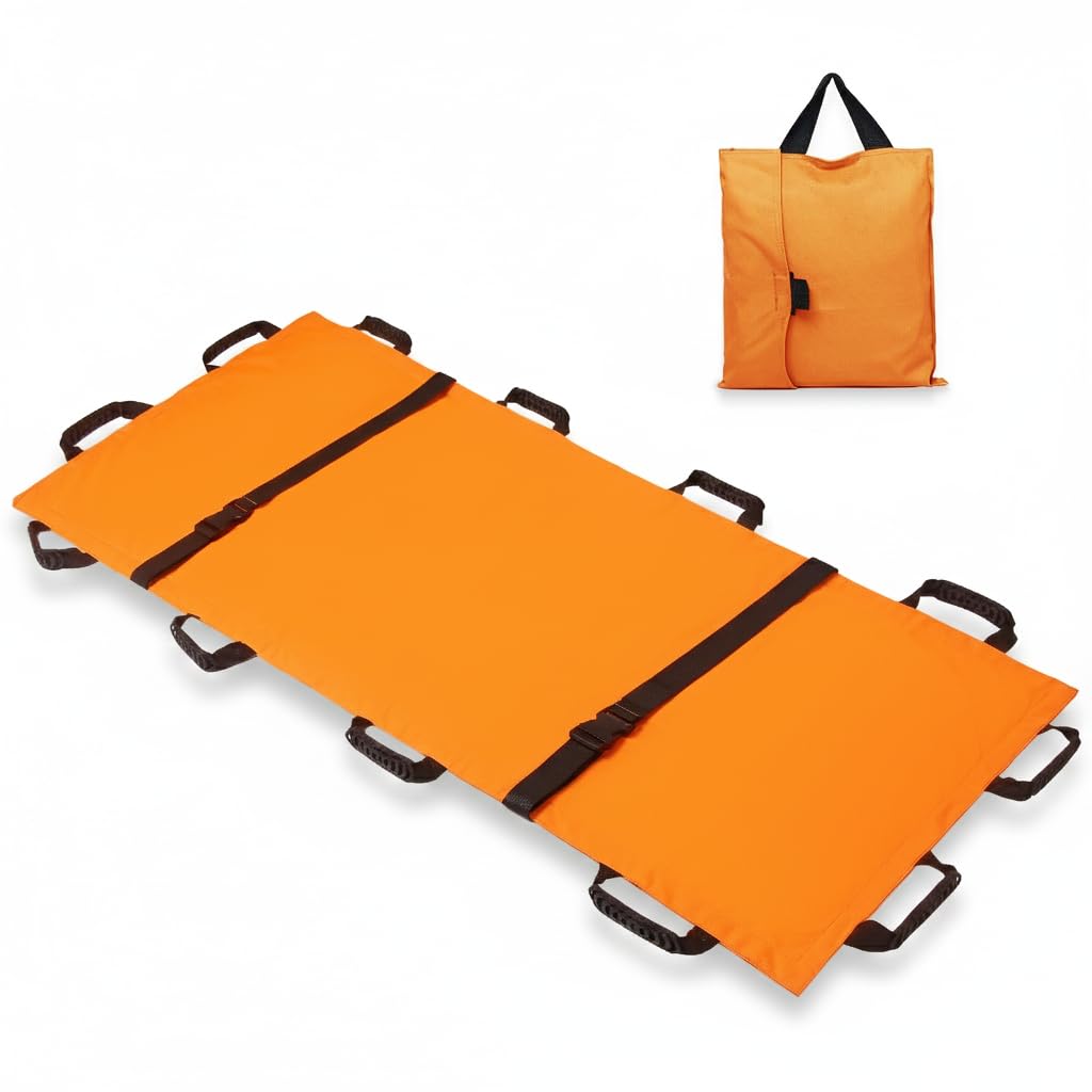 Portable Transport Stretcher with 12 Rubber Handles & Carrying Bag – Dog Stretcher & Gurney, Patient Animal Mover for Emergency Casualty Evacuation, 400lbs Capacity(Orange)