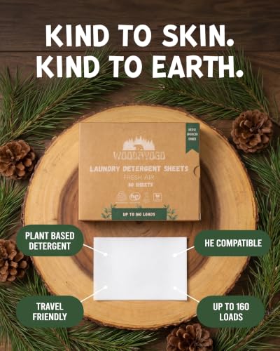 Image of Laundry Detergent Sheets - Eco-Friendly , Up to 160 Loads, 80 Soap Strips | Plant-Based, HE Compatible, Hot & Cold Water Soluble, Hypoallergenic, Fresh Scent , Travel Friendly, Recycled Packaging
