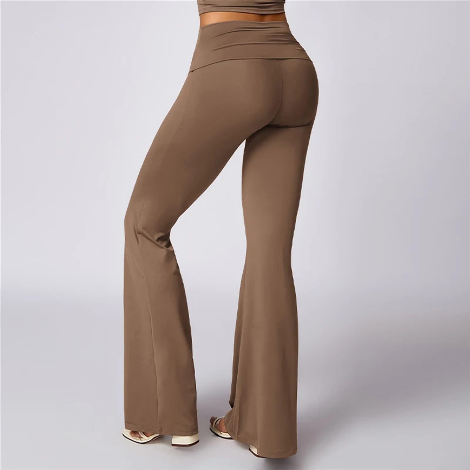 Leggings da Yoga in Palestra, a Vita Alta, da Ballo, a Zampa d'elefante, Push-up, ad Asciugatura Rapida, Pantaloni Sportivi Svasati da Donna(Gray,XL)