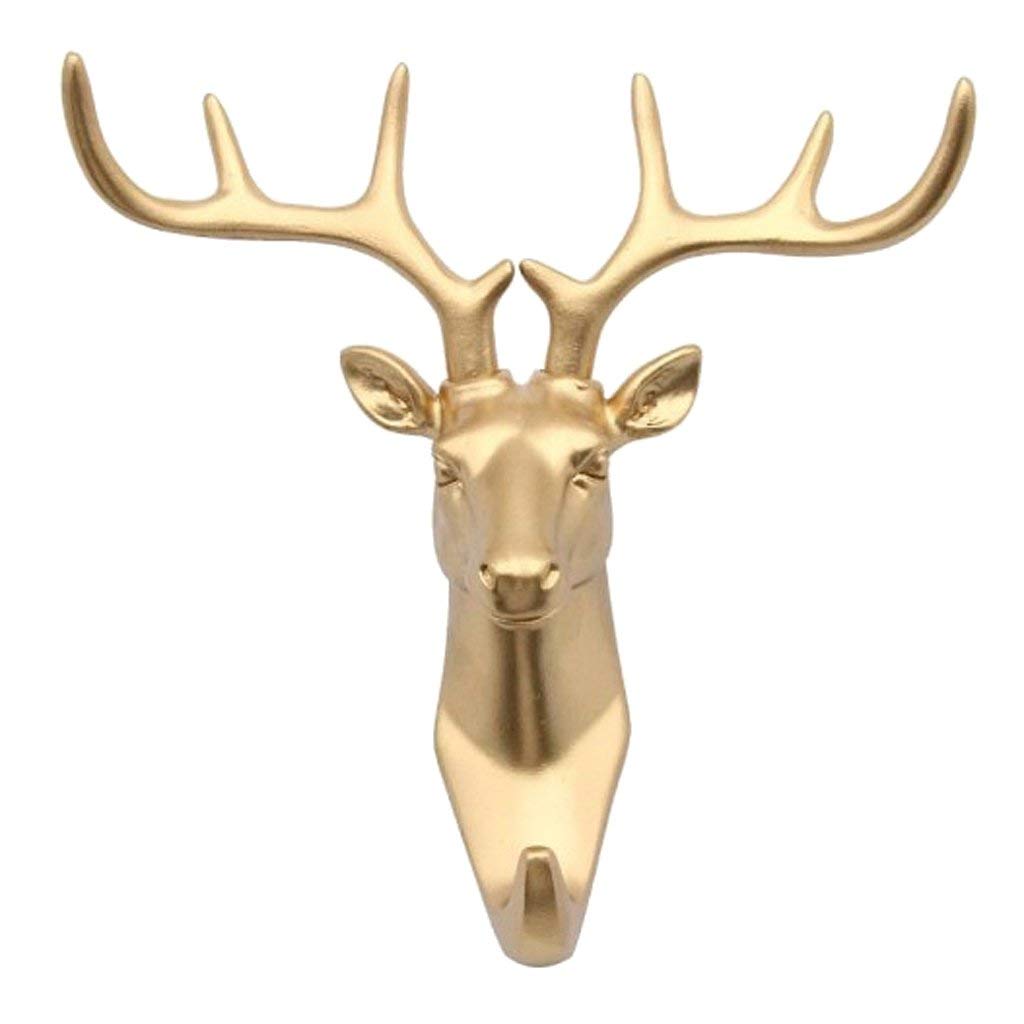 Tubayia Golden Animal Head Wall Hook Coat Hook Key Hook Wall Decoration for Living Room Bedroom Hotel (Deer)