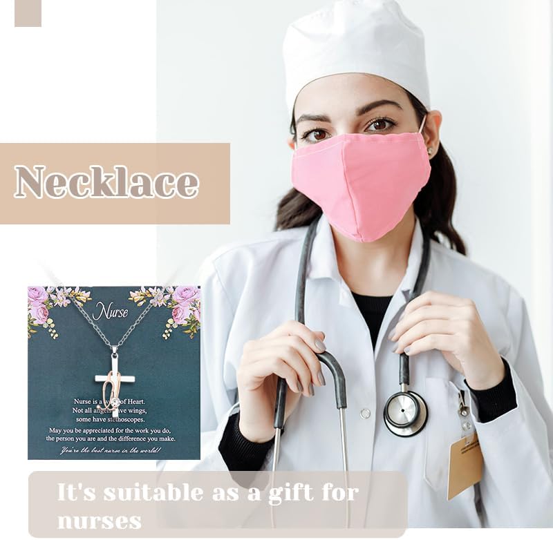 Nurse Valentines Christmas Gifts for Women Cross Stethoscope Pendant Necklaces for Nurses Female Birthday Inspirational Gifts for Nurse Medical Gift Necklace for Women - Image 5
