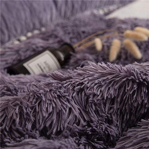 Fluffy Bedding Cover 100% Velvet Flannel 1Pcs Duvet Cover (1 Duvet Cover,), Solid Color, No Inside Filler, Zipper Closure (Purple, Queen (1Pc Duvet Cover)) #TOP2