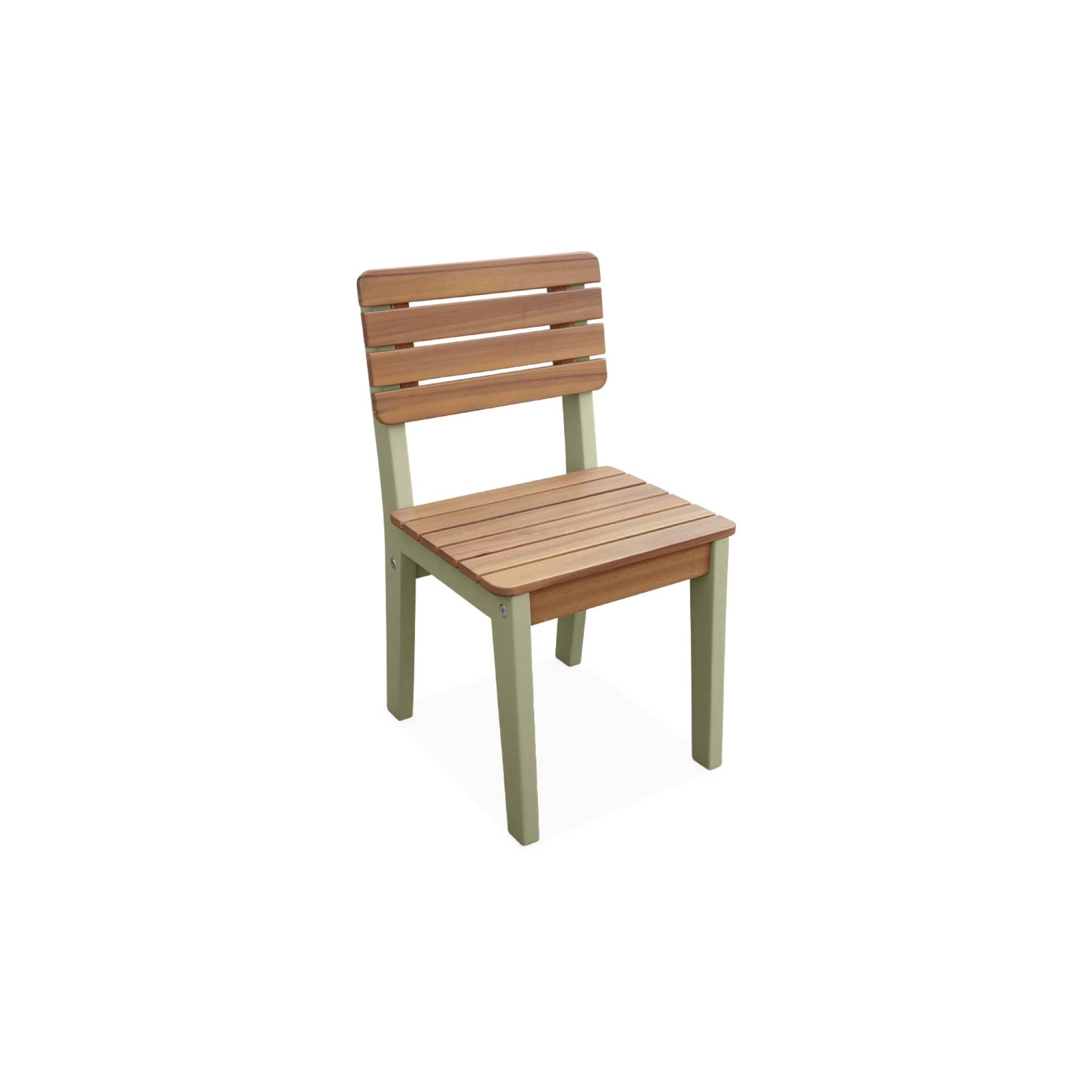 Alice's Garden sweeek - Lot de 2 chaises en Bois d'acacia pour Enfant. Salon de Jardin Enfant Vert de Gris. intérieur/extérieur