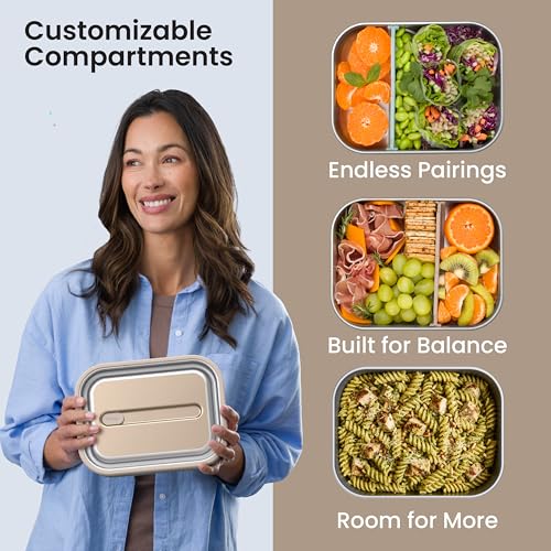 Image of Bentgo MicroSteel Leak-Proof Bento Lunch Box, Microwave & Oven-Safe